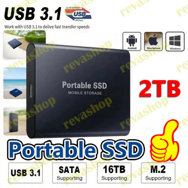 Портативный внешний диск SSD 2 ТБ USB 3.1/Type-C