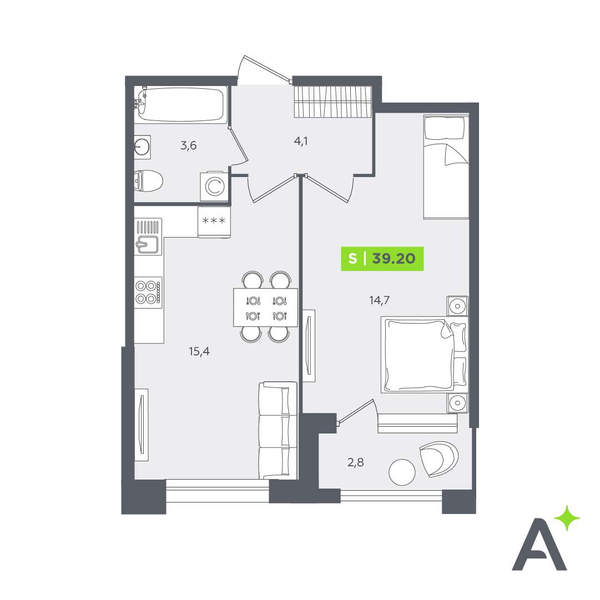 Продам 1-комн. квартиру 39.2 кв.м.